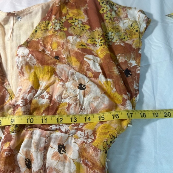 Free People‎ Floral Mini Dress Belted Deep V Neck XS Boho Fall Color - Picture 7 of 11